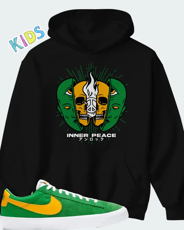 Nike Zoom Blazer Low Pro GT SB Lucky Green Gold Matching Kid's Hoodie