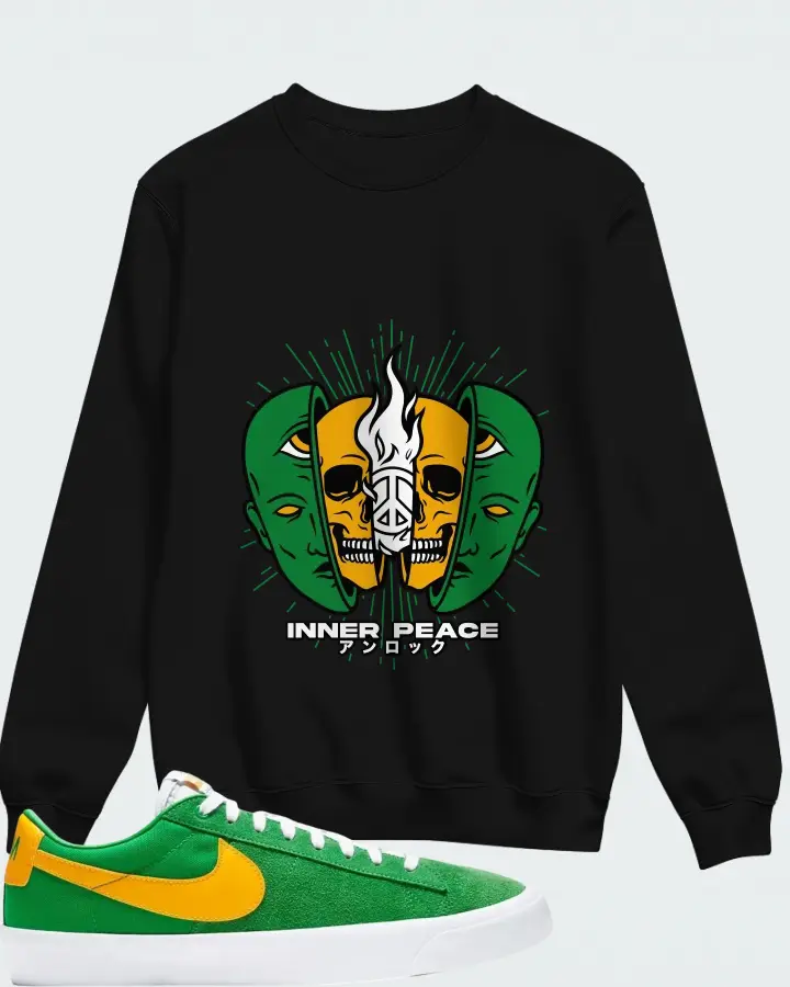 Nike Zoom Blazer Low Pro GT SB Lucky Green Gold Matching Sweatshirt