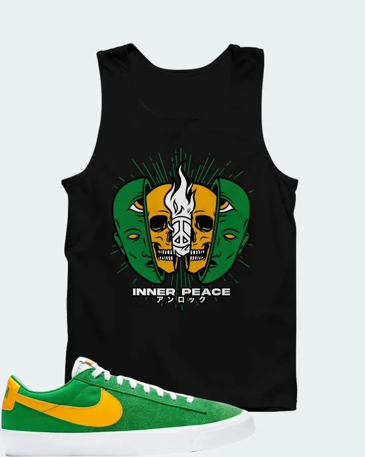 Nike Zoom Blazer Low Pro GT SB Lucky Green Gold Matching Tank Top
