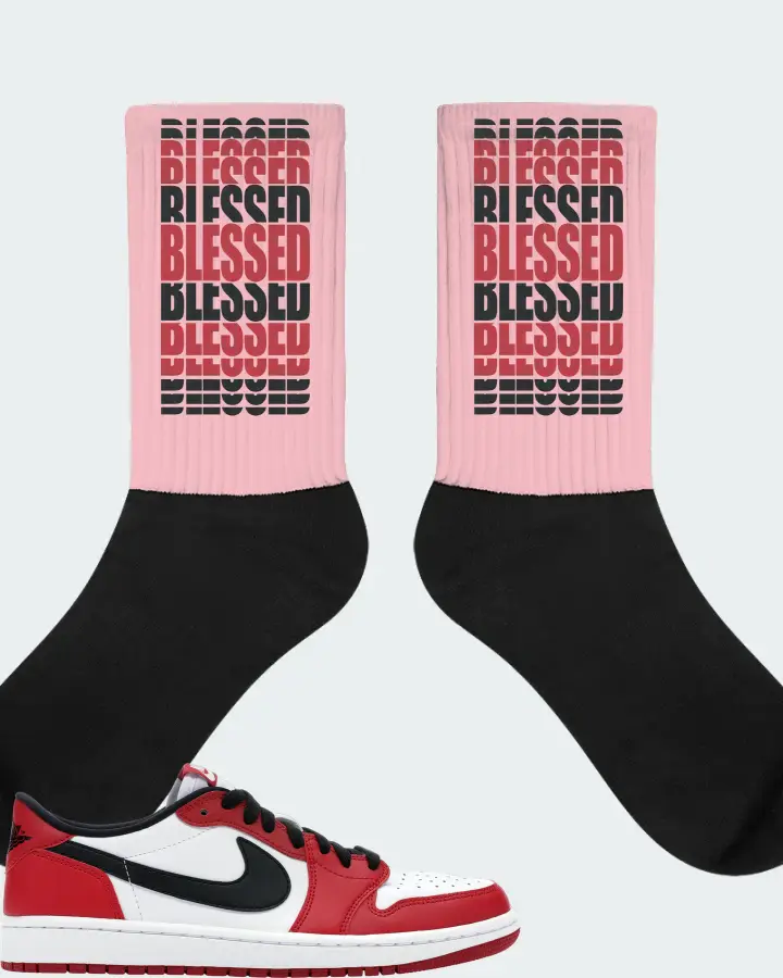 Jordan 1 Retro Low Sneaker Matching Pink Socks - BLESSED Many Times