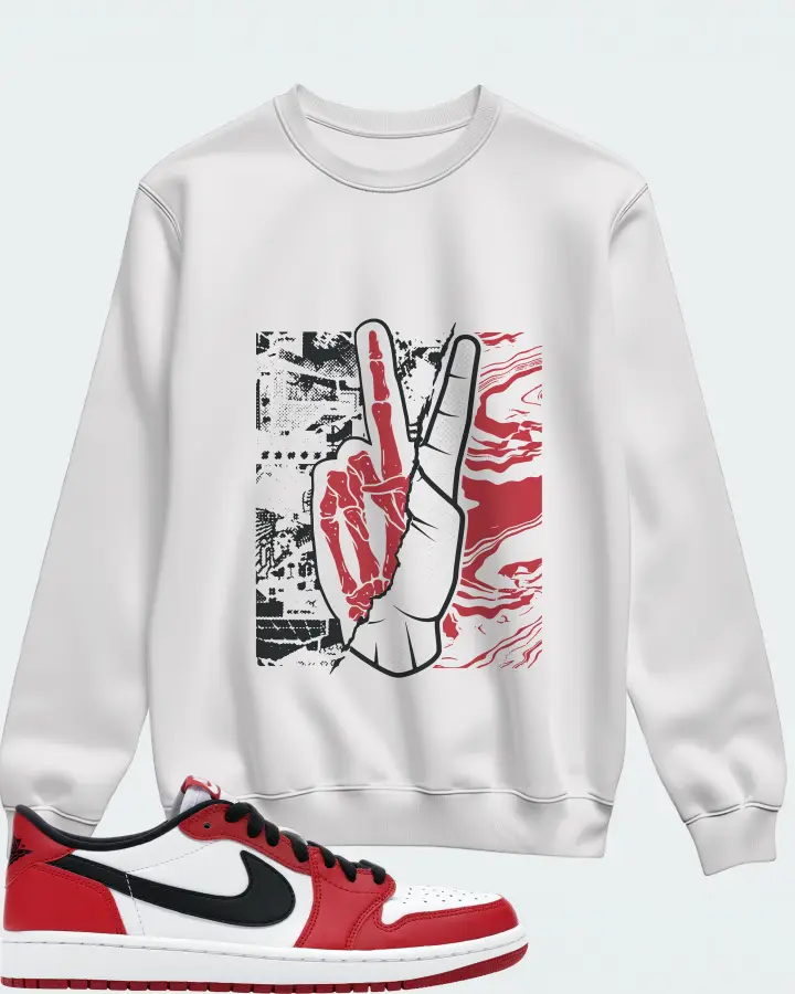 Jordan 1 Retro Low Sneaker Matching White Sweatshirt - Peace of mind