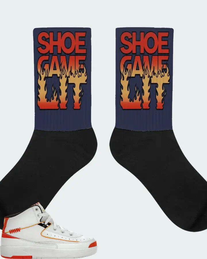 Jordan 2 Retro SP Sneaker Matching Navy Socks - Shoe Game Lit Refreshed