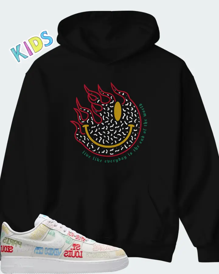 Nike Air Force 1 Low World Tour White Matching Kid's Hoodie