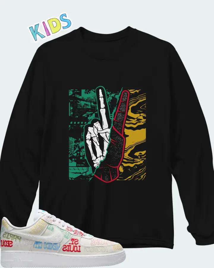 Nike Air Force 1 Low World Tour White Matching Kid's Long Sleeve T-Shirt
