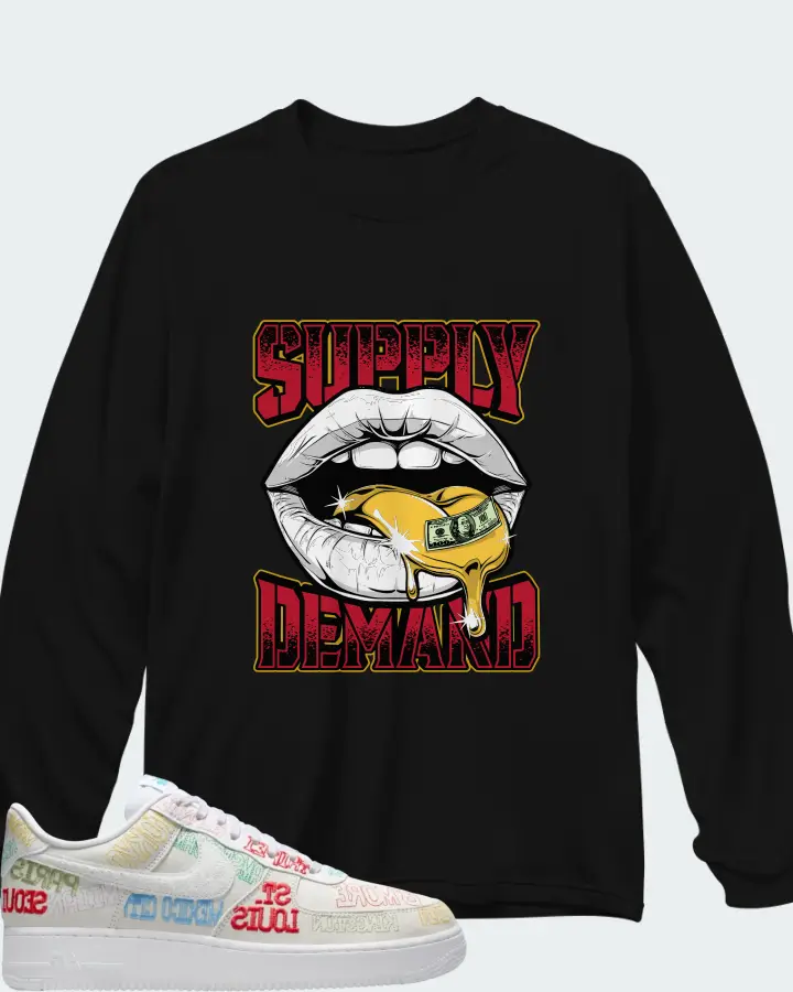 Nike Air Force 1 Low World Tour White Matching Long Sleeve T-Shirt