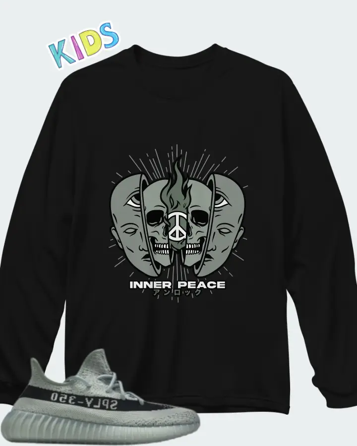 Yeezy Boost 350 V2 Jade Ash Matching Kid's Long Sleeve T-Shirt