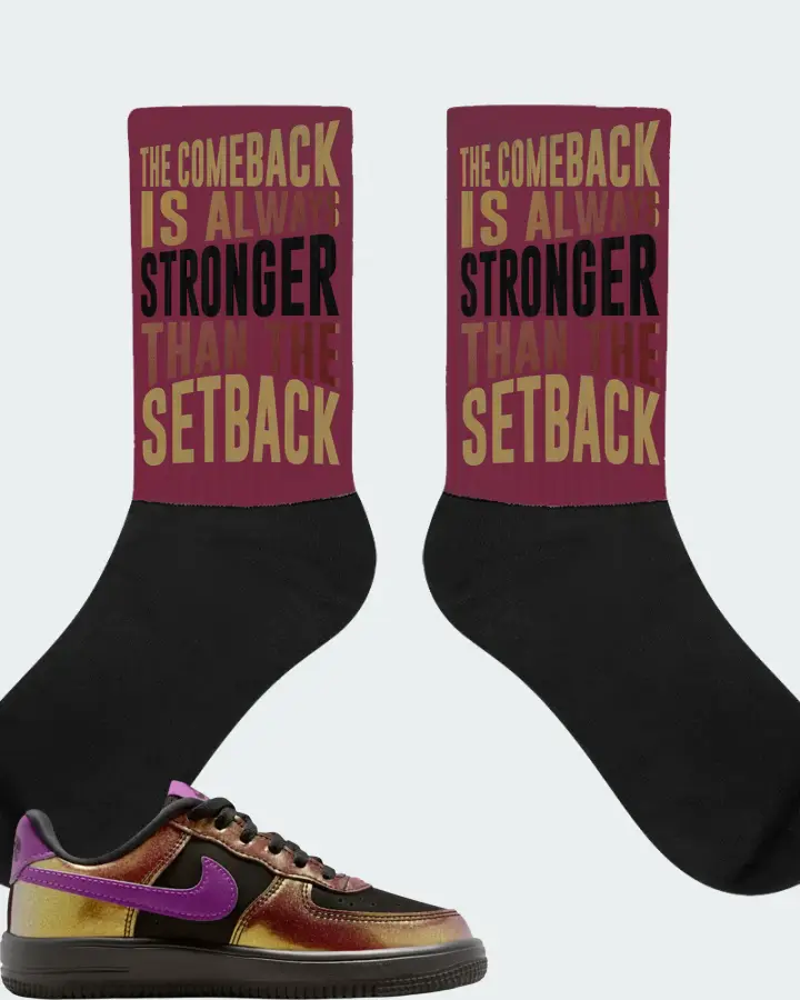 Nike Force 1 Low LV8 4 Black Bold Berry Sneaker Matching Maroon Socks - The Comeback