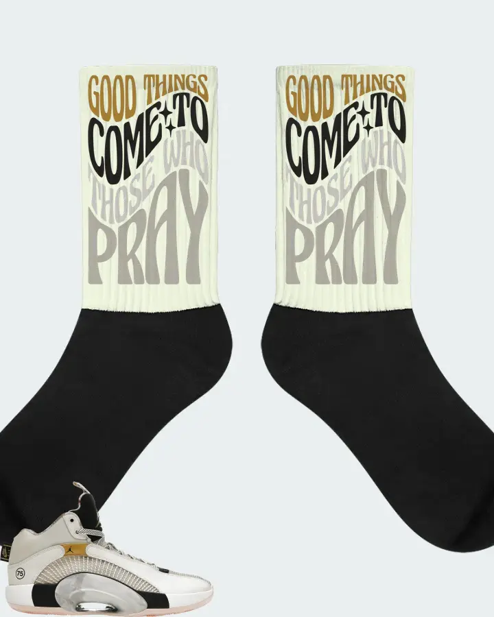 Jordan XXXV Sneaker Matching Citron Socks - Good Things Come To Those Who Pray