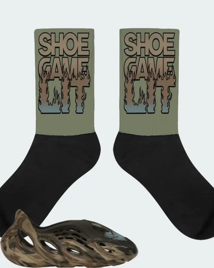 adidas Yeezy Foam RNR Sneaker Matching Olive Socks - Shoe Game Lit Refreshed