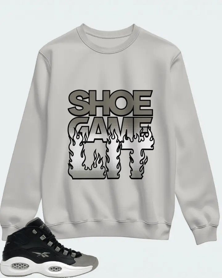 Reebok Question Mid Sneaker Matching Grey Sweatshirt - Shoe Game Lit Refreshed