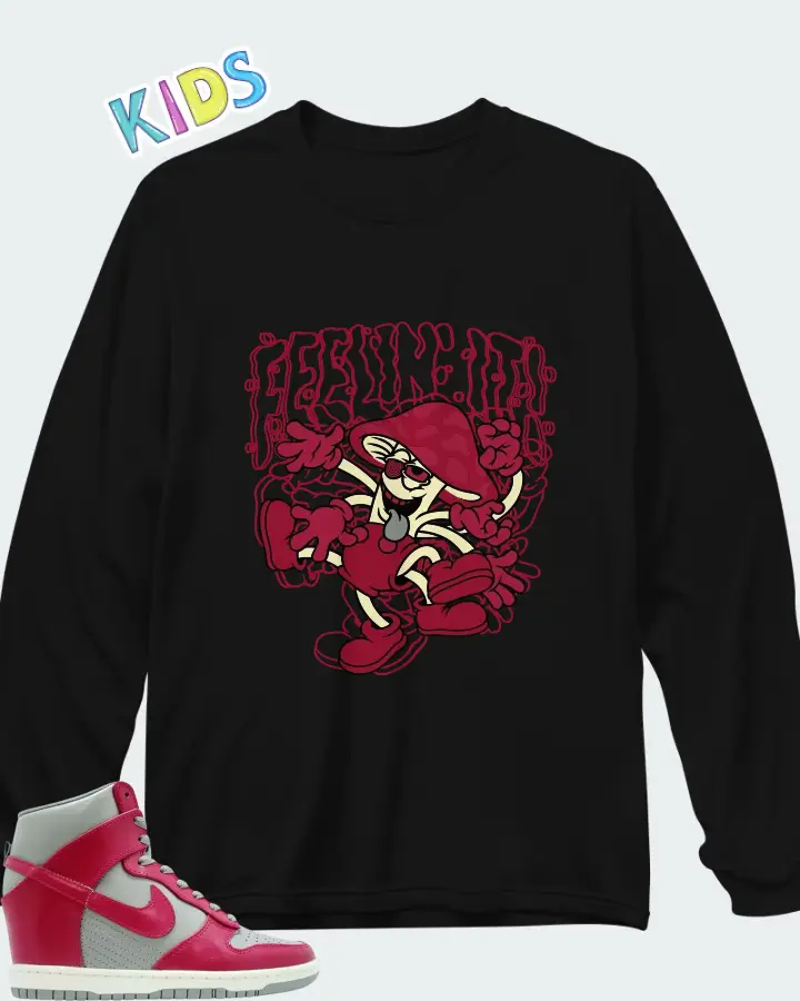 Nike Dunk Sky High Medium Grey Fuchsia Matching Kid's Long Sleeve T-Shirt