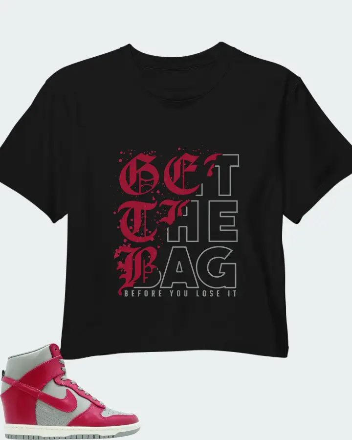 Nike Dunk Sky High Medium Grey Fuchsia Matching Crop Top