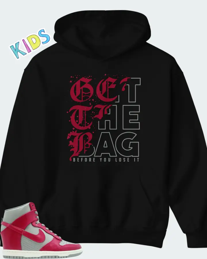 Nike Dunk Sky High Medium Grey Fuchsia Matching Kid's Hoodie