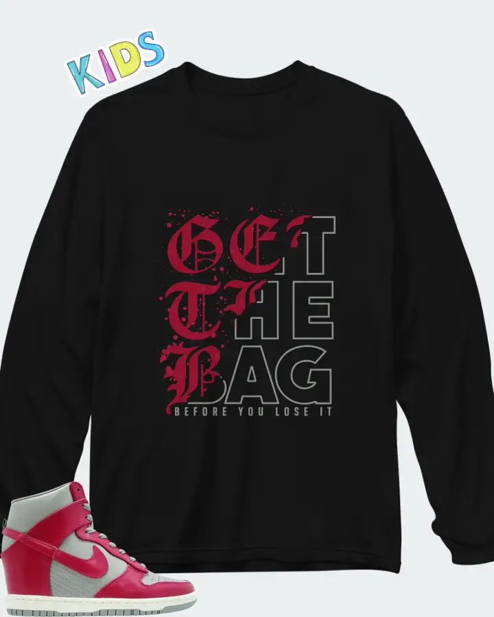 Nike Dunk Sky High Medium Grey Fuchsia Matching Kid's Long Sleeve T-Shirt