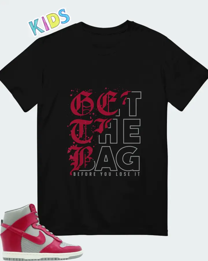 Nike Dunk Sky High Medium Grey Fuchsia Matching Kid's T-Shirt