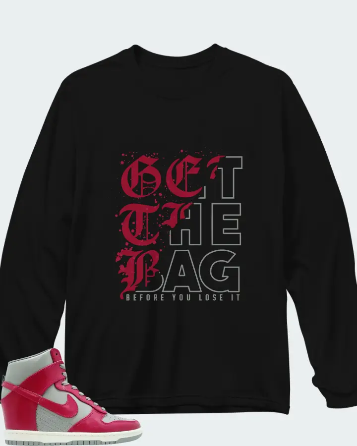 Nike Dunk Sky High Medium Grey Fuchsia Matching Long Sleeve T-Shirt