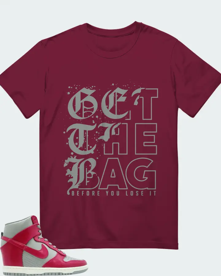 Nike Dunk Sky High Medium Grey Fuchsia Matching T-Shirt