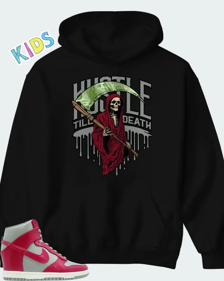 Nike Dunk Sky High Medium Grey Fuchsia Matching Kid's Hoodie