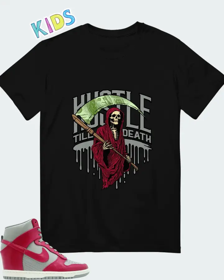 Nike Dunk Sky High Medium Grey Fuchsia Matching Kid's T-Shirt