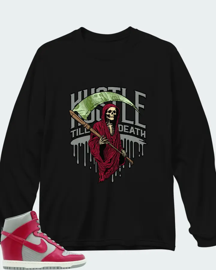 Nike Dunk Sky High Medium Grey Fuchsia Matching Long Sleeve T-Shirt