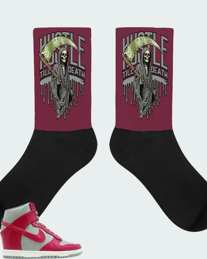 Nike Dunk Sky High Medium Grey Fuchsia Matching Socks