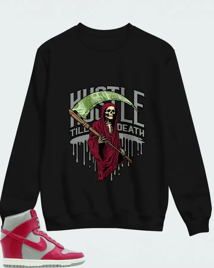 Nike Dunk Sky High Medium Grey Fuchsia Matching Sweatshirt