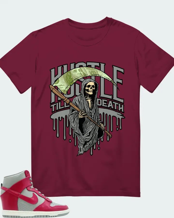 Nike Dunk Sky High Medium Grey Fuchsia Matching T-Shirt