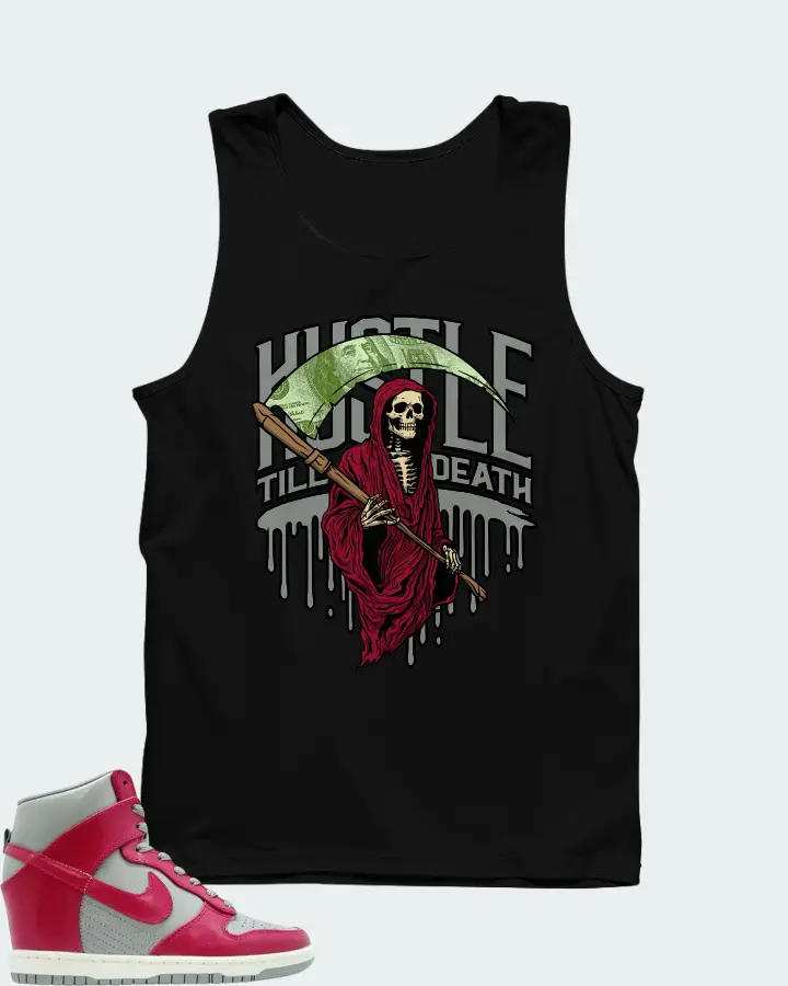 Nike Dunk Sky High Medium Grey Fuchsia Matching Tank Top