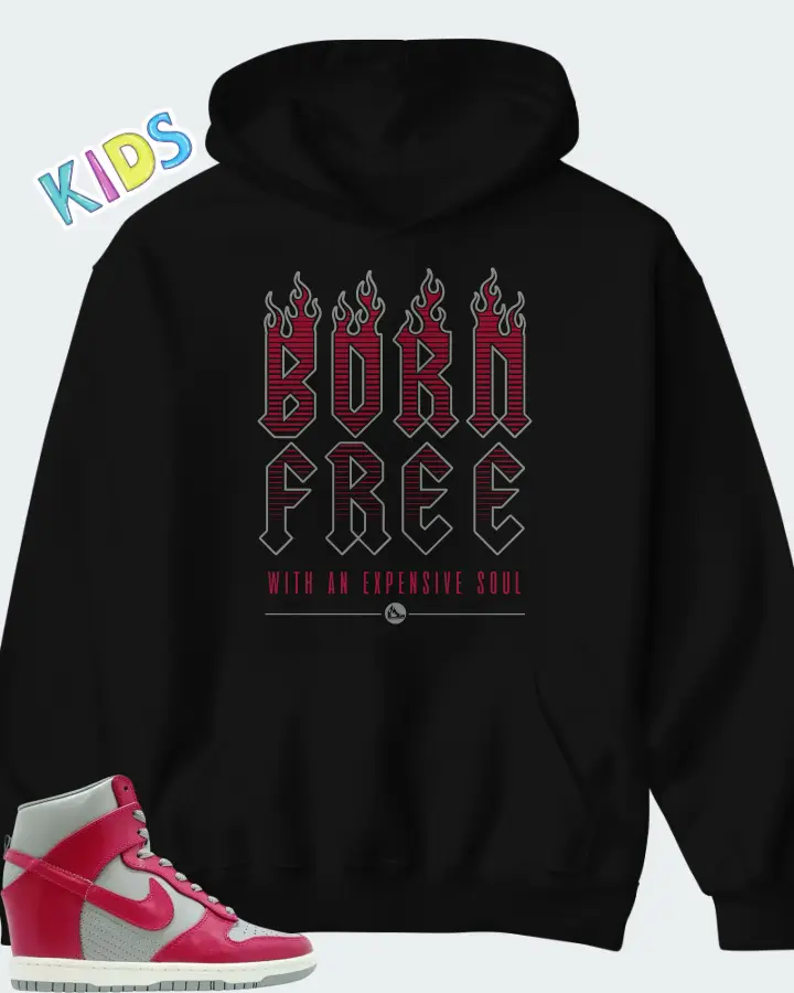Nike Dunk Sky High Medium Grey Fuchsia Matching Kid's Hoodie
