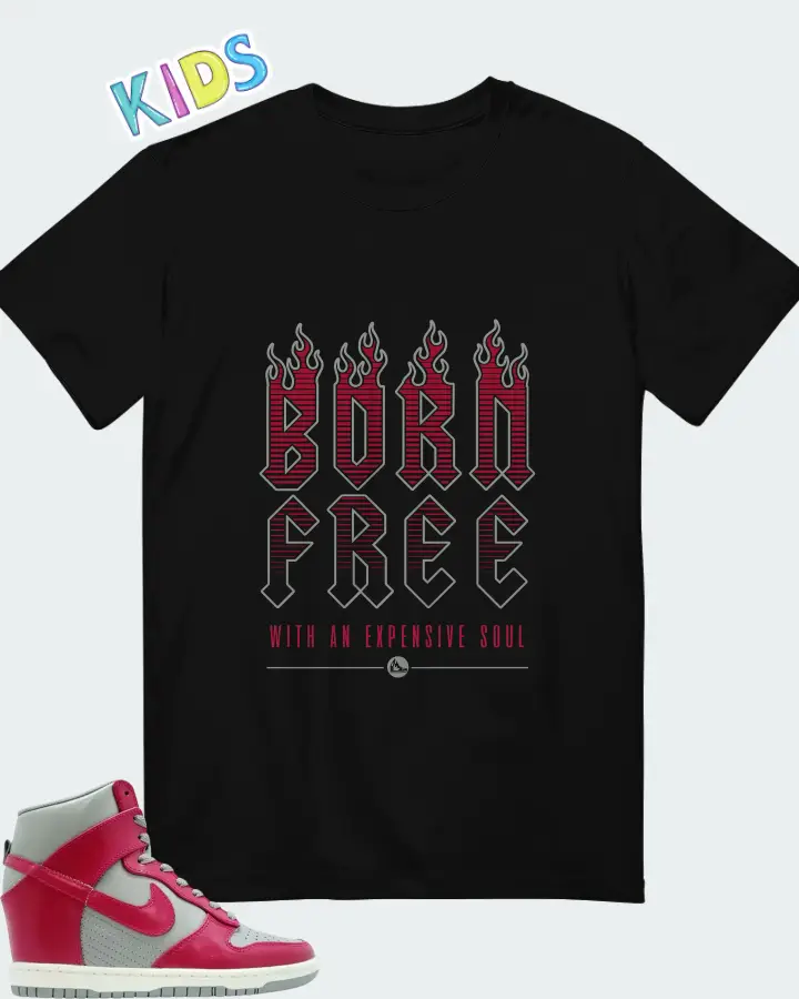 Nike Dunk Sky High Medium Grey Fuchsia Matching Kid's T-Shirt