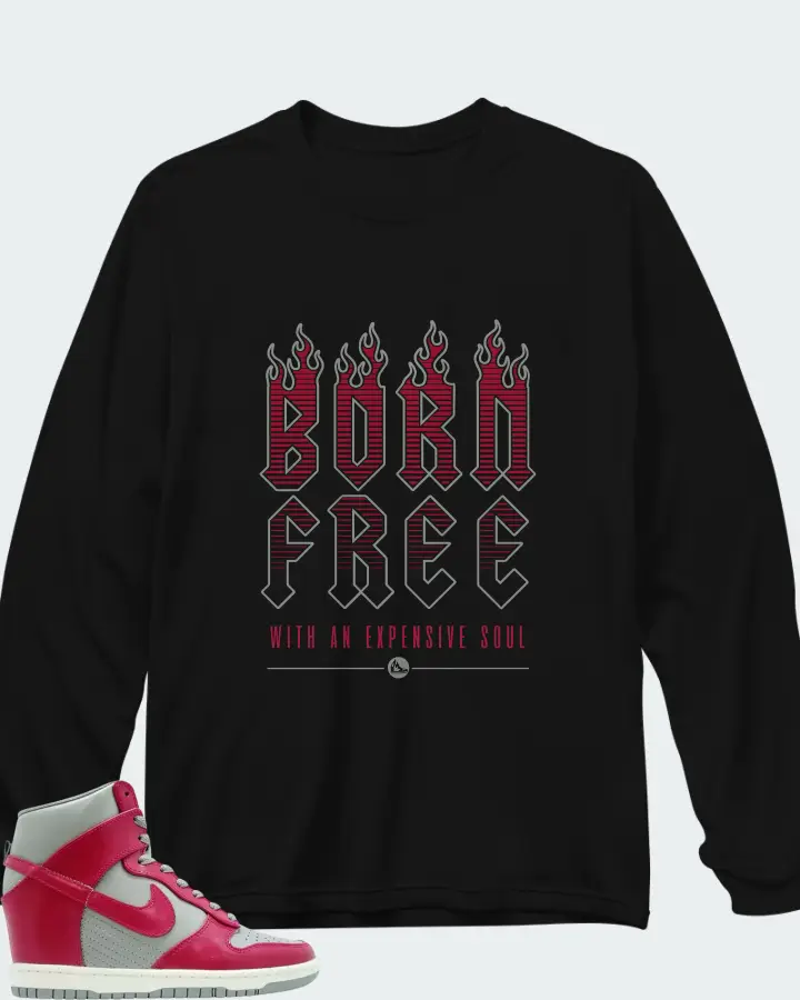 Nike Dunk Sky High Medium Grey Fuchsia Matching Long Sleeve T-Shirt