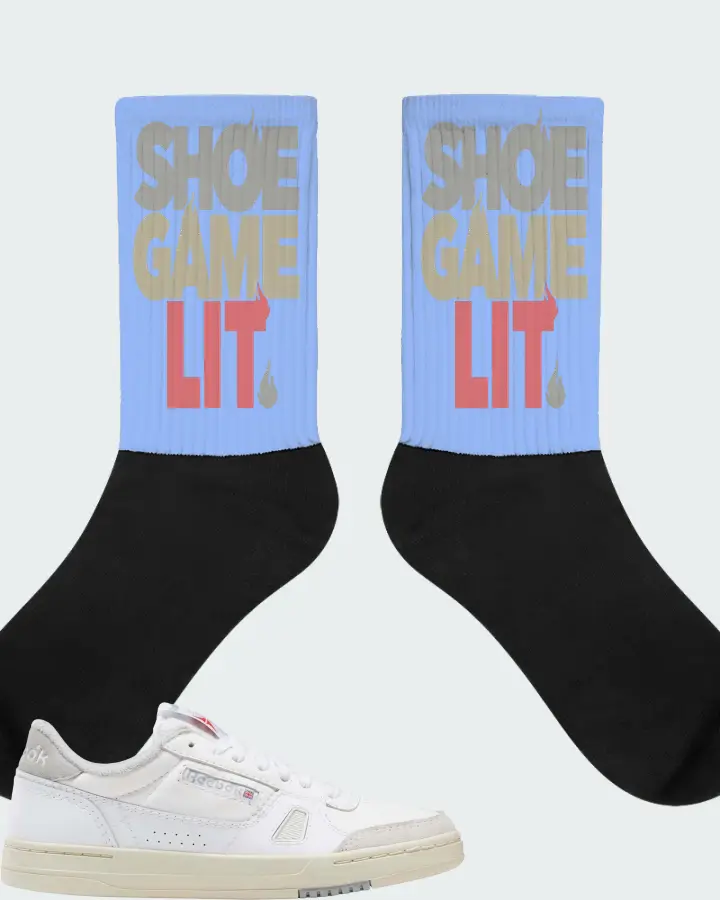 Reebok LT Court Sneaker Matching Carolina Blue Socks - Shoe Game Lit Classic