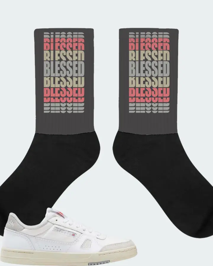 Reebok LT Court Sneaker Matching Dark Grey Socks - BLESSED Many Times