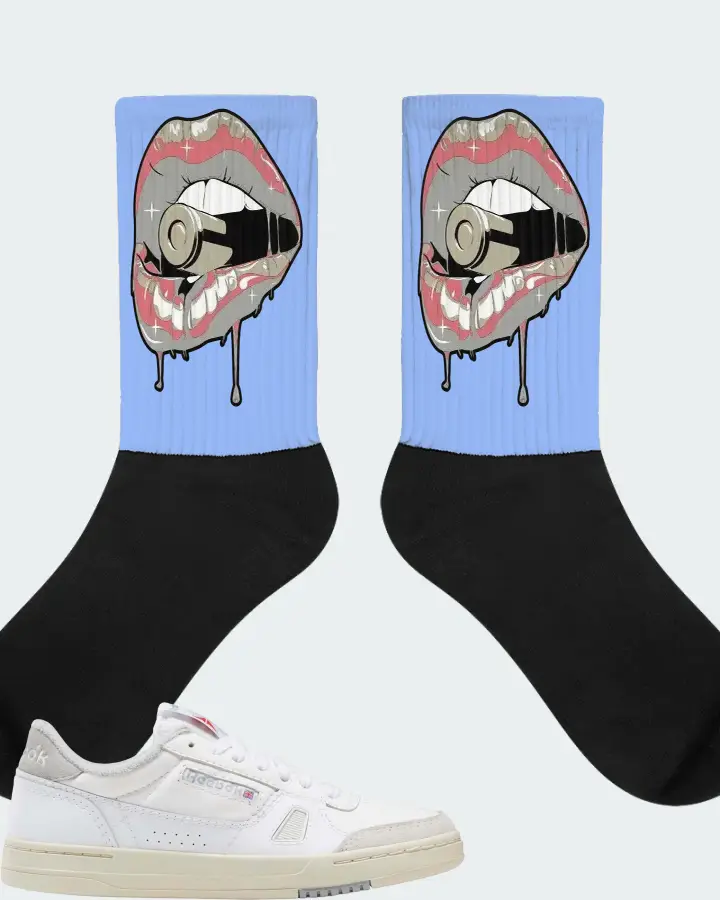 Reebok LT Court Sneaker Matching Carolina Blue Socks - Kiss of Death