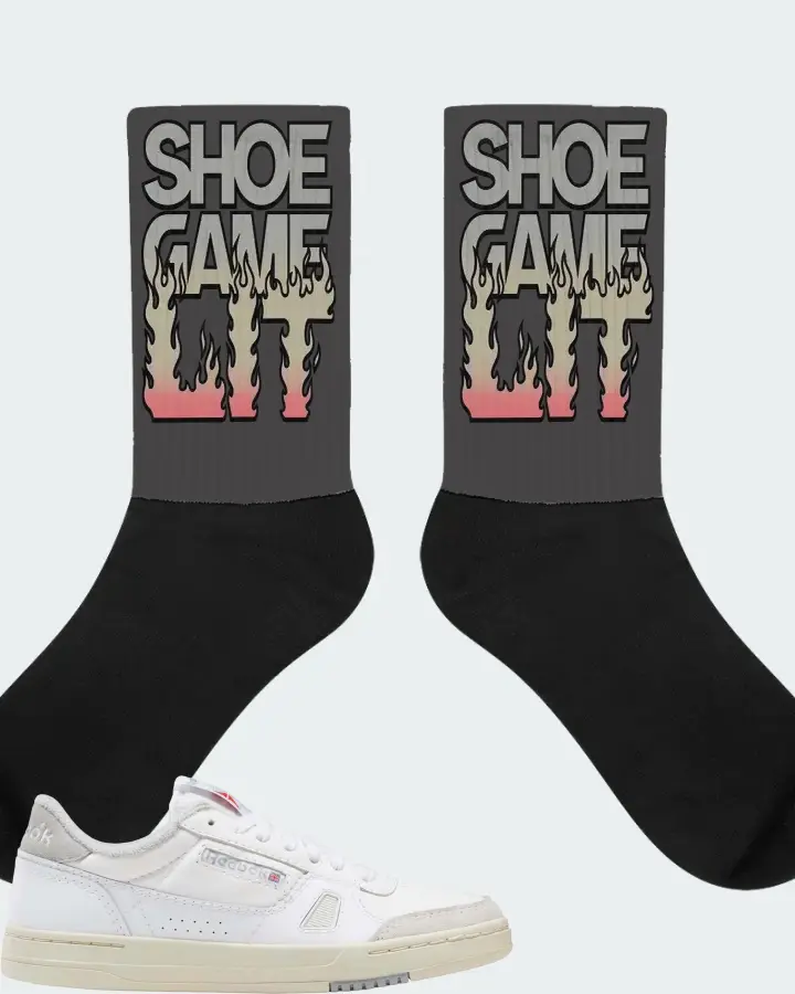 Reebok LT Court Sneaker Matching Dark Grey Socks - Shoe Game Lit Refreshed