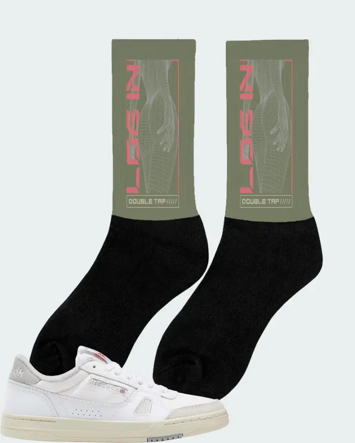 Reebok LT Court Sneaker Matching Olive Socks (LOGIN) - View 3