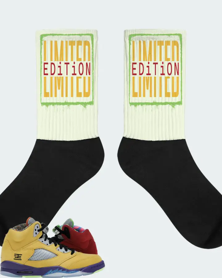 Jordan 5 Retro Sneaker Matching Citron Socks - LIMITED EDITION