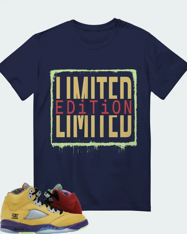 Jordan 5 Retro Sneaker Matching Navy T-Shirt - LIMITED EDITION