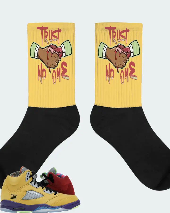 Jordan 5 Retro Sneaker Matching Yellow Socks - Trust No One