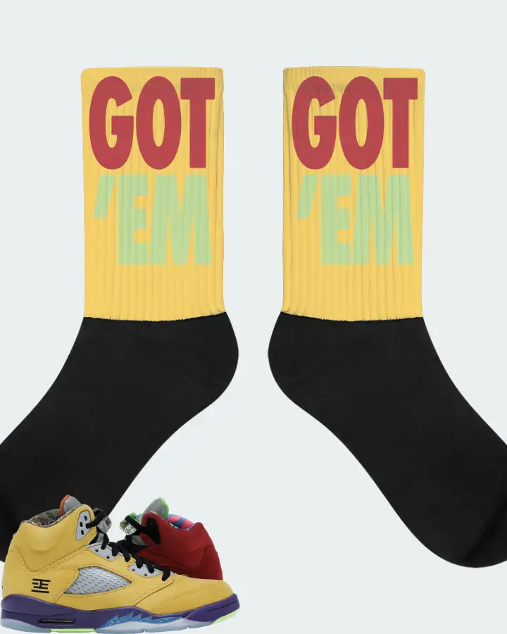 Jordan 5 Retro Sneaker Matching Yellow Socks - Got Em