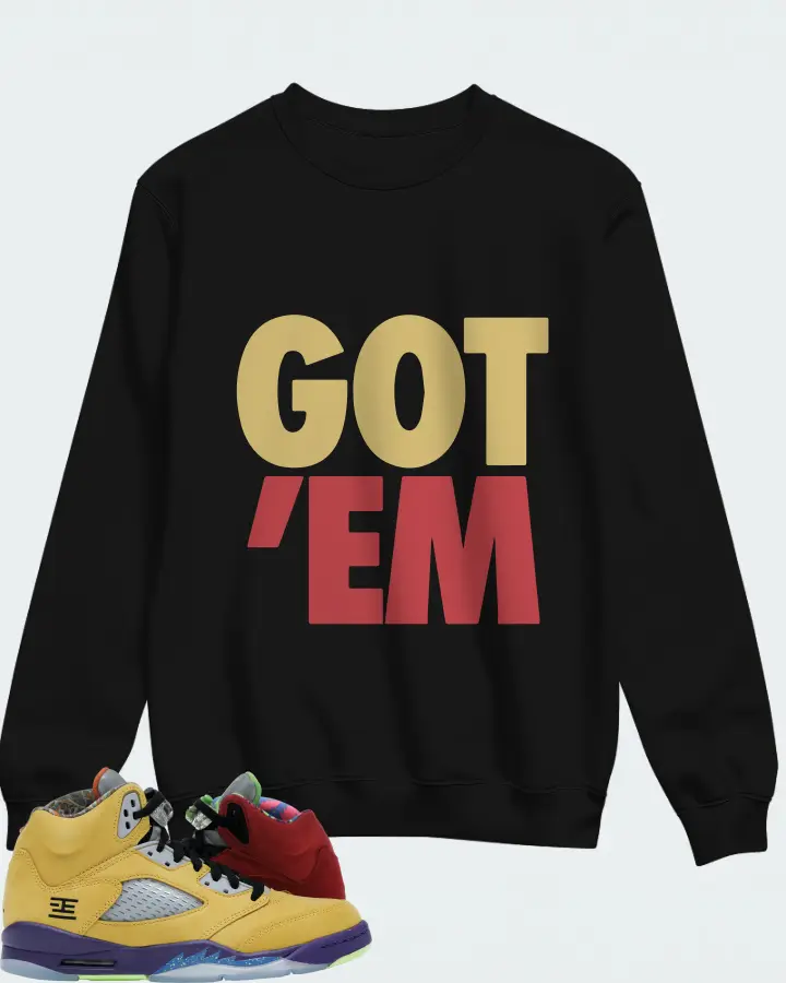 Jordan 5 Retro Sneaker Matching Black Sweatshirt - Got Em