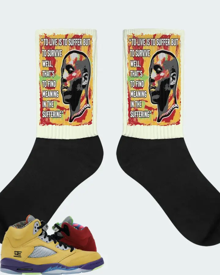 Jordan 5 Retro Sneaker Matching Citron Socks - DMX Suffer Quote