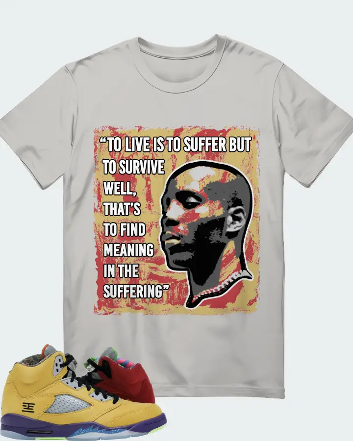 Jordan 5 Retro Sneaker Matching Grey T-Shirt - DMX Suffer Quote