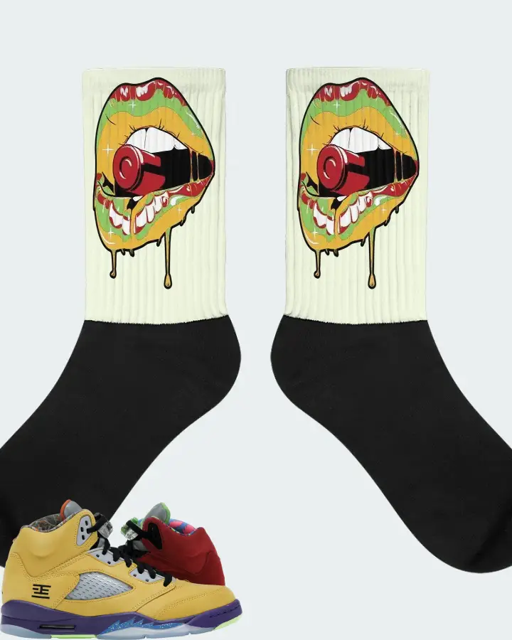 Jordan 5 Retro Sneaker Matching Citron Socks - Kiss of Death