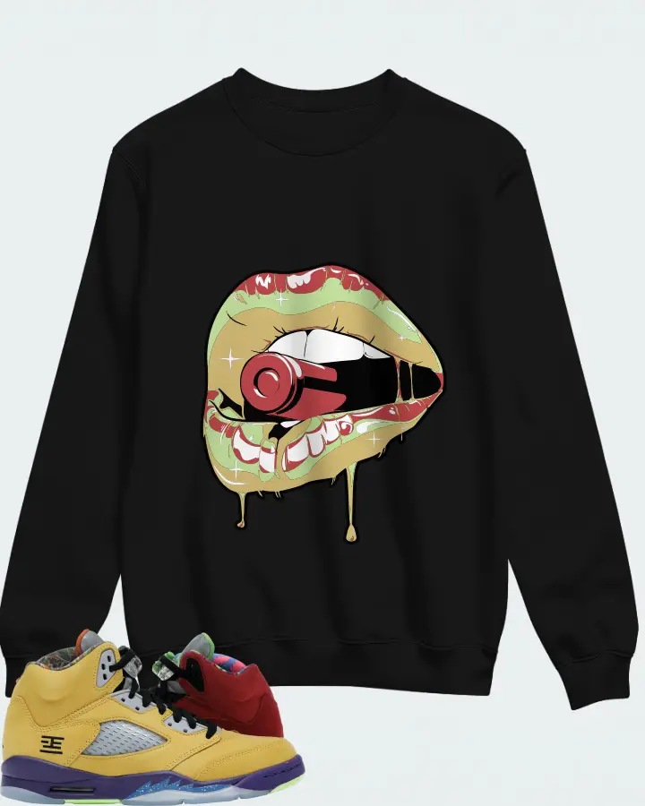 Jordan 5 Retro Sneaker Matching Black Sweatshirt - Kiss of Death