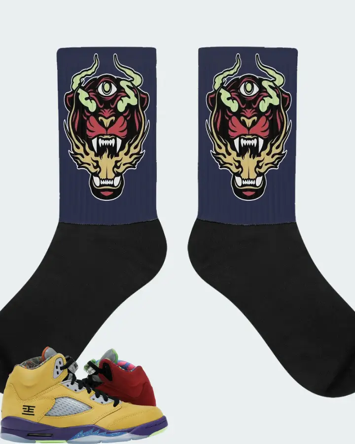 Jordan 5 Retro Sneaker Matching Navy Socks (The Beast) - View 1