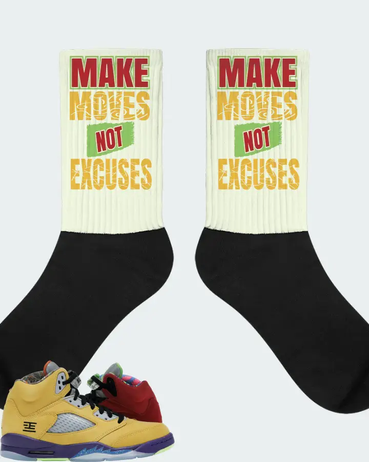 Jordan 5 Retro Sneaker Matching Citron Socks - Make Moves Not Excuses