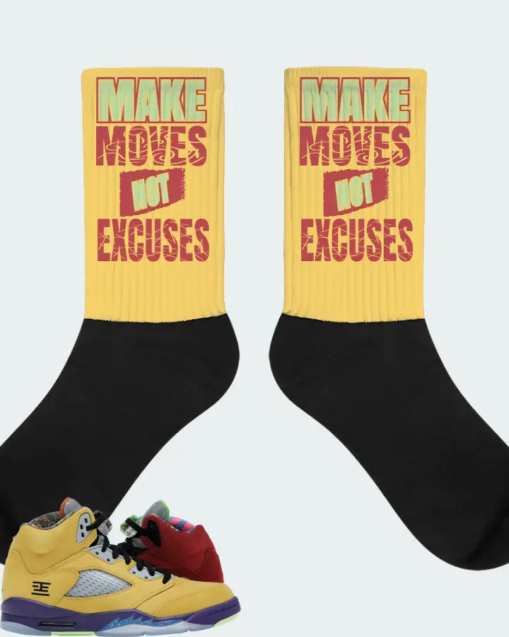 Jordan 5 Retro Sneaker Matching Yellow Socks - Make Moves Not Excuses
