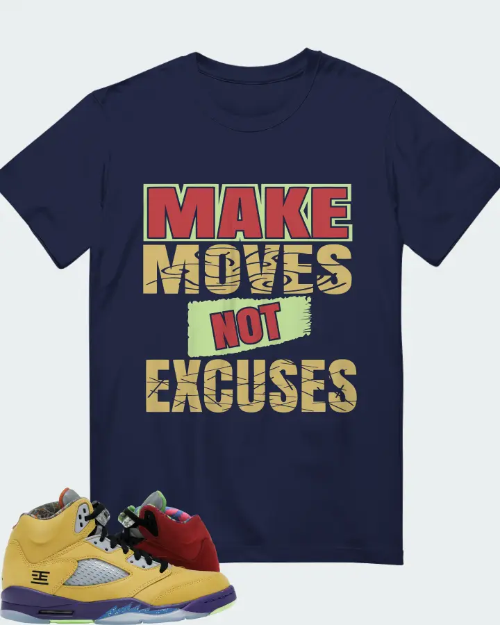 Jordan 5 Retro Sneaker Matching Navy T-Shirt - Make Moves Not Excuses