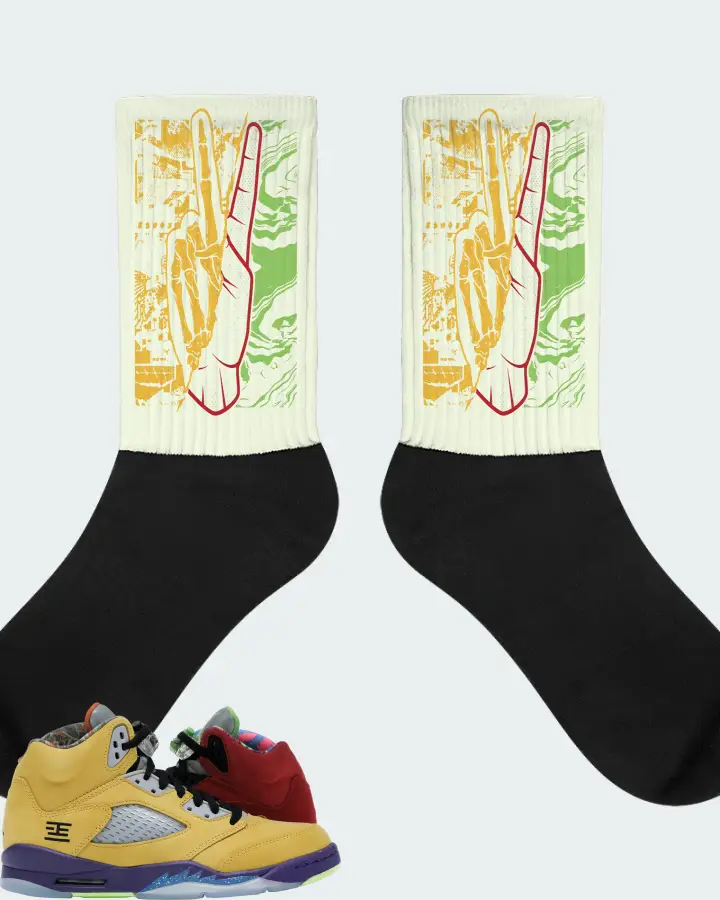 Jordan 5 Retro Sneaker Matching Citron Socks - Peace of mind